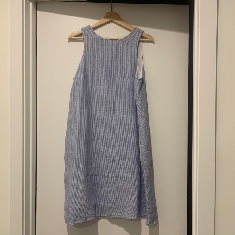 Light Blue Striped Linen Sundress